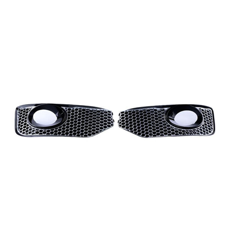 For VW T5 .1 Transporter Honeycomb Sport-Line Front Spoiler Foglight Trims (Matte Chrome)