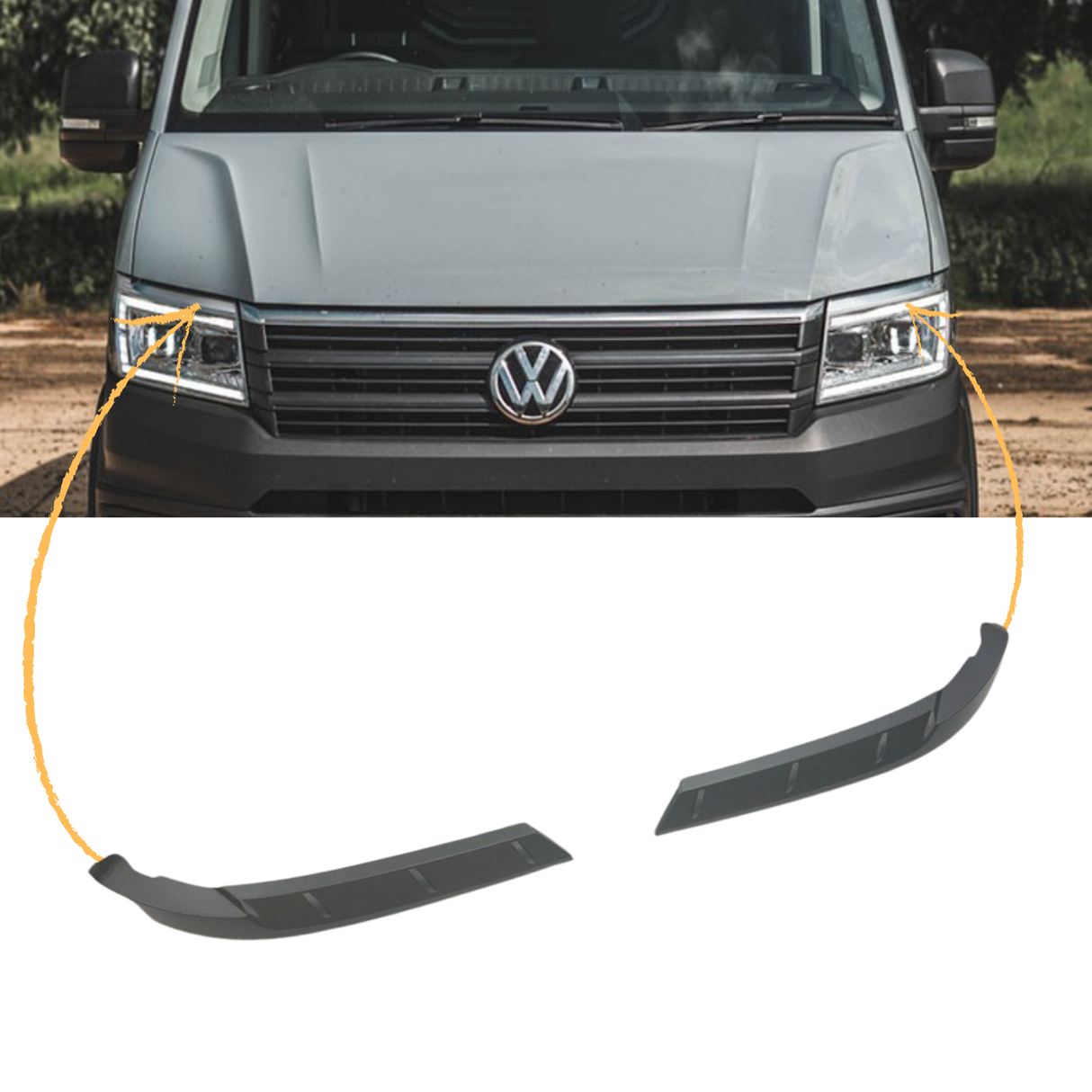 For New VW Crafter Headlight Eyebrow Trim – Hammerite - Van Styling Accessory by Van-X