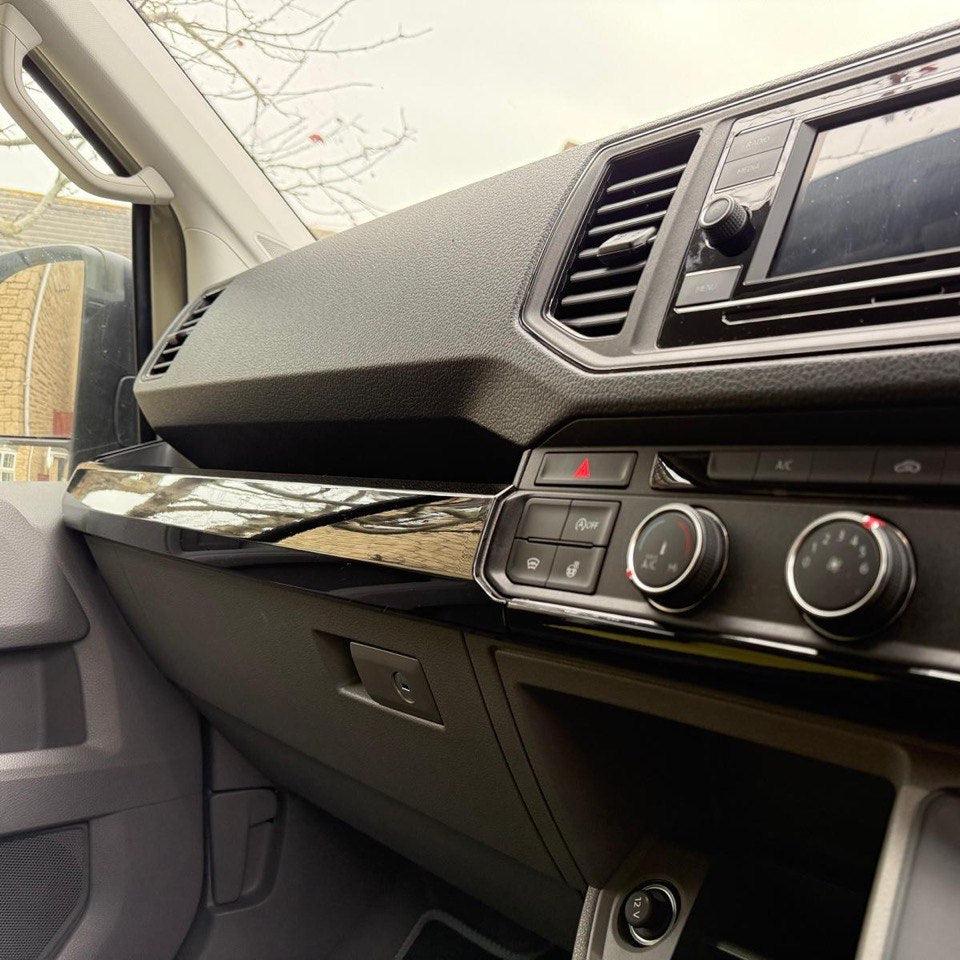 For New Shape VW Crafter RHD Lower Dash Styling Trims - Gloss Black (Set of 6) | Van-X