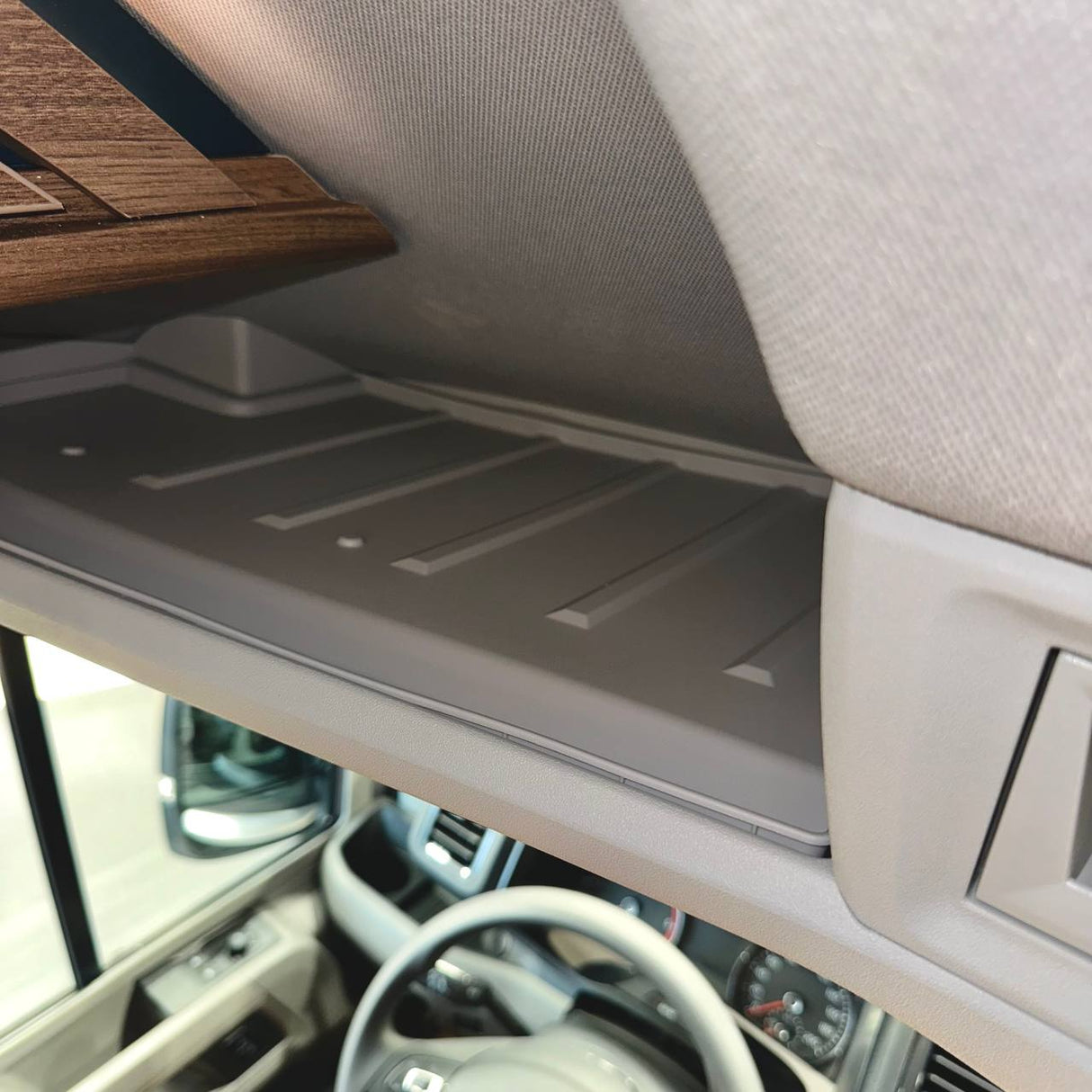 For MAN TGE Front Cab Shelf Light Grey Rubber Inserts – Storage Liner (2018-2025)