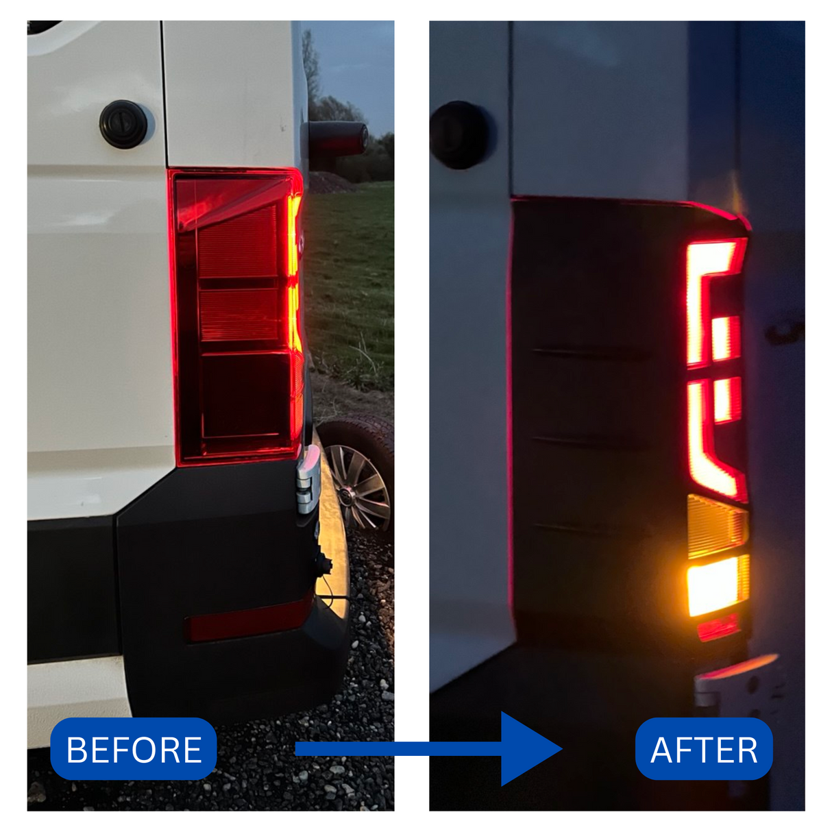 For MAN TGE Rear Light Guards - Gloss Black Protection (2018+)