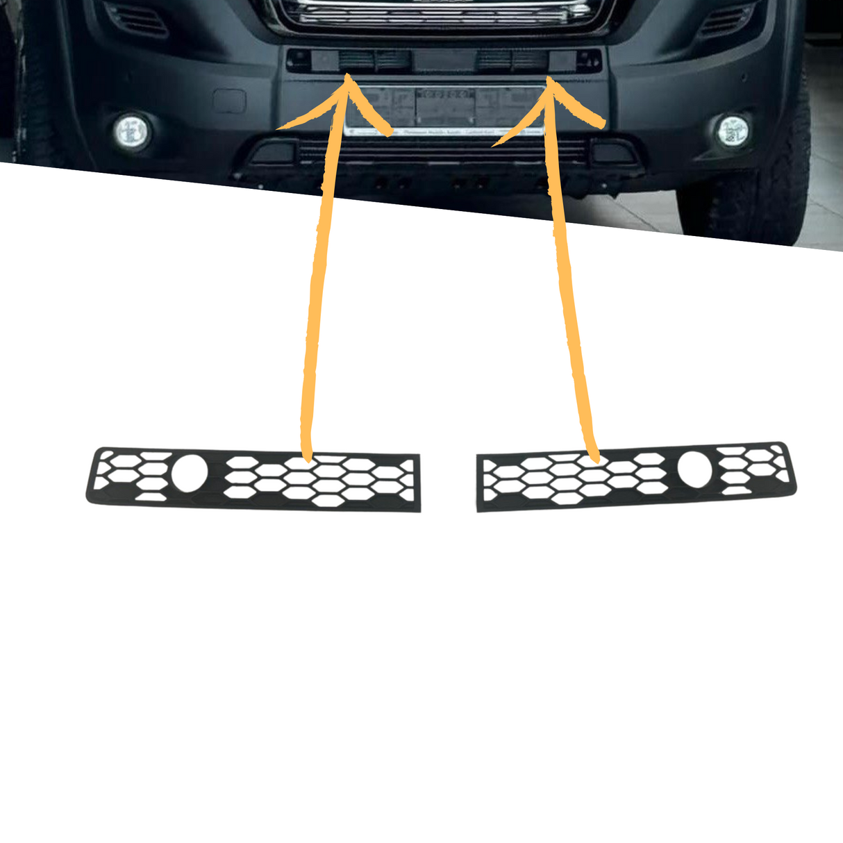 For Peugeot Boxer Bumper Honeycomb - Matte Black, Compatible with Bumper with Parking Sensors