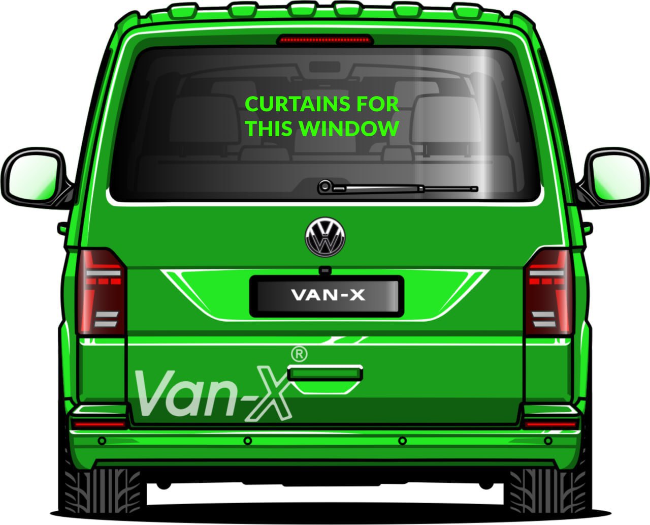 VW T6.1 Transporter Van Conversion Premium Curtains Van-X - Black/Burgundy