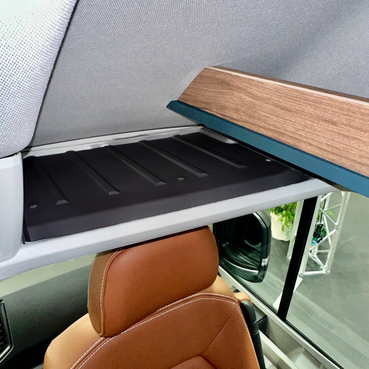 For MAN TGE Front Cab Shelf Black Rubber Inserts – Storage Liner (2018-2025) | Van-X