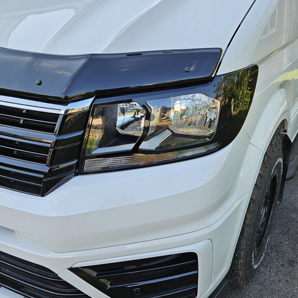 For VW Crafter New Shape Headlight Guards – Gloss Black – Premium Protection | Van-X