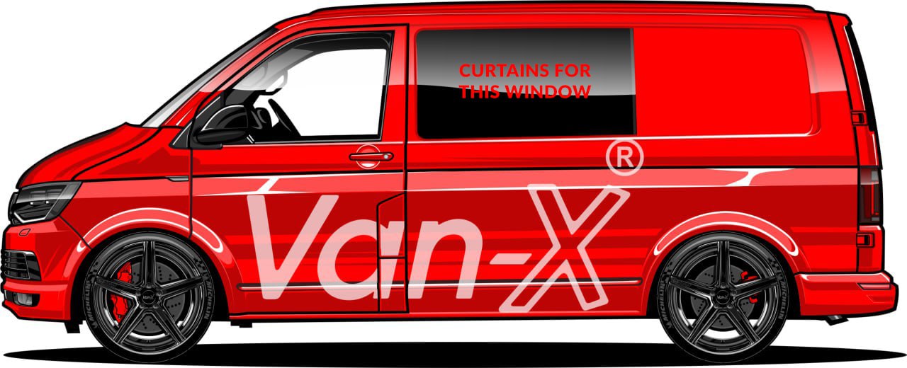 New Vauxhall Vivaro Premuim Window Curtain - Black/Burgundy Van-X