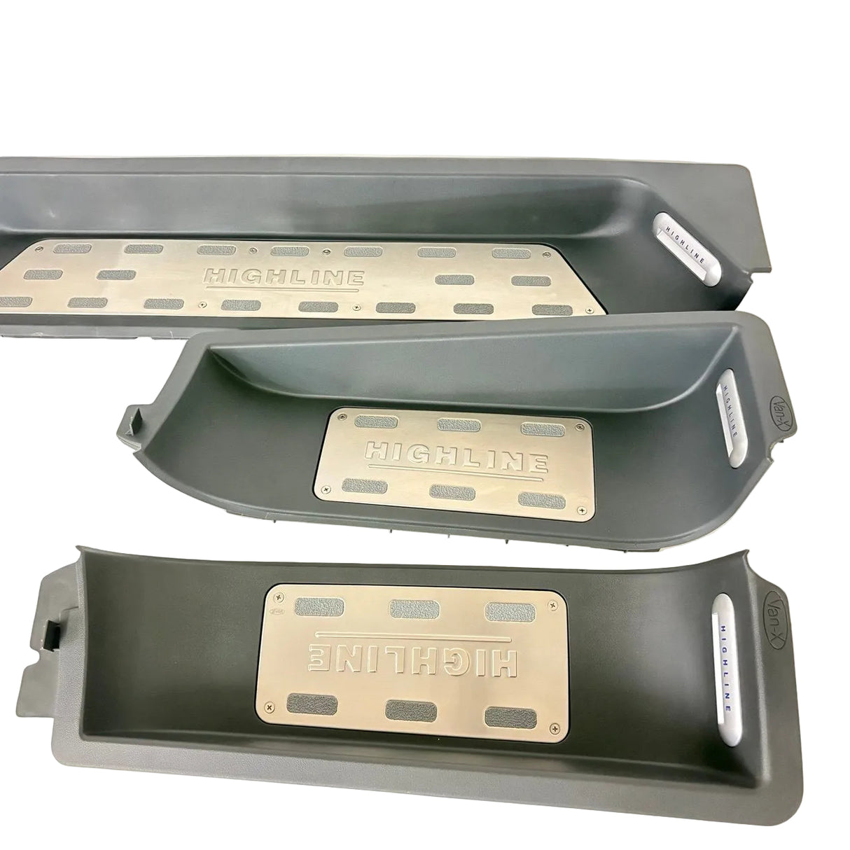 For VW T6 Campervan Full Side Steps with Highline Inserts, Logo & LED – OEM Styling | Van-X