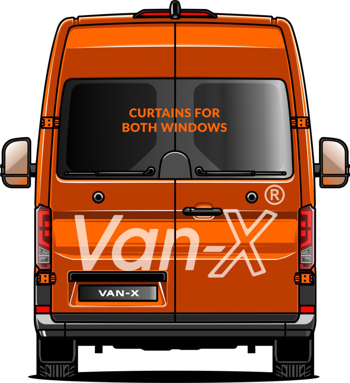 For MAN TGE / New Crafter Premium Window Curtains - Black/Black- CREATE YOUR OWN BUNDLE | Van-X