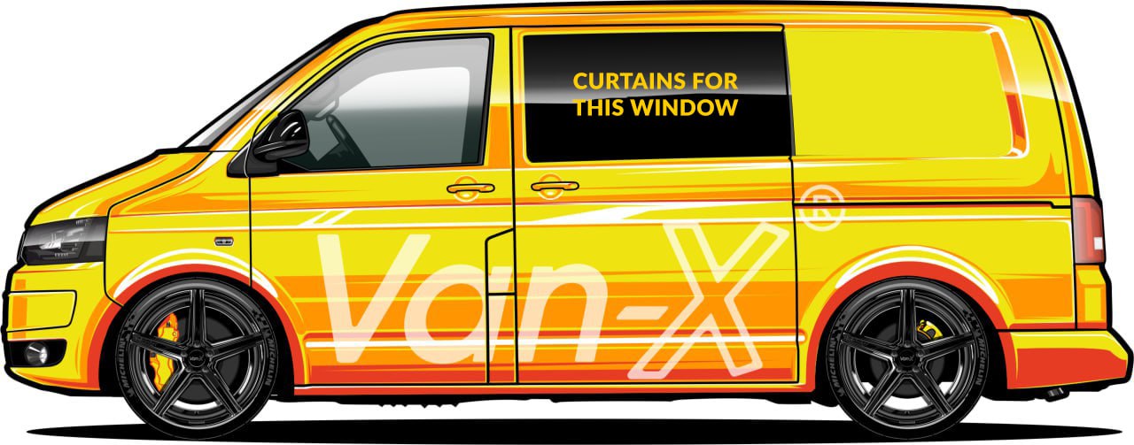 Mercedes Vito MK2 Bare-Metal Interior Premium Window Curtains - Black/Black Van-X