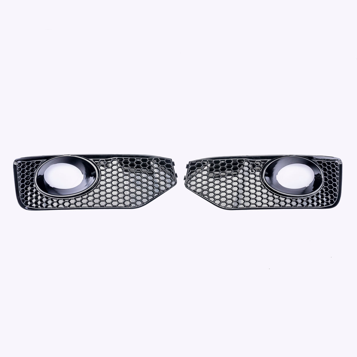 For VW T5 .1 Transporter Honeycomb Sportline Front Spoiler Foglight Trims (Matte Black)