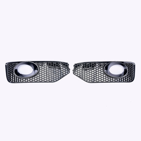 For VW T5 .1 Transporter Honeycomb Sportline Front Spoiler Foglight Trims (Matte Black)
