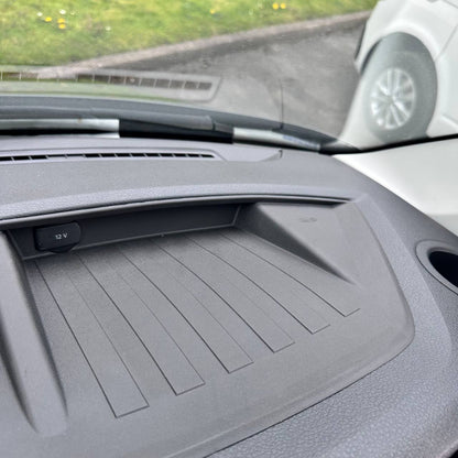 Black silicone/rubber top dashboard insert for Volkswagen Transporter T6.1 Van with non-slip surface