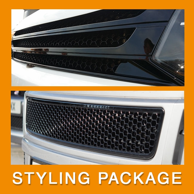 For VW T5.1 Transporter Van Front Styling Gloss-Black Package (2pcs) Painted and Ready to Fit