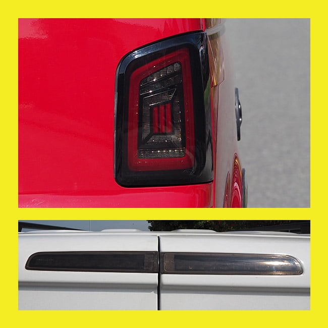 For VW T5 Transporter MK3.1 Barndoor Smoked Full Frame LED Rear Lights | Van-X