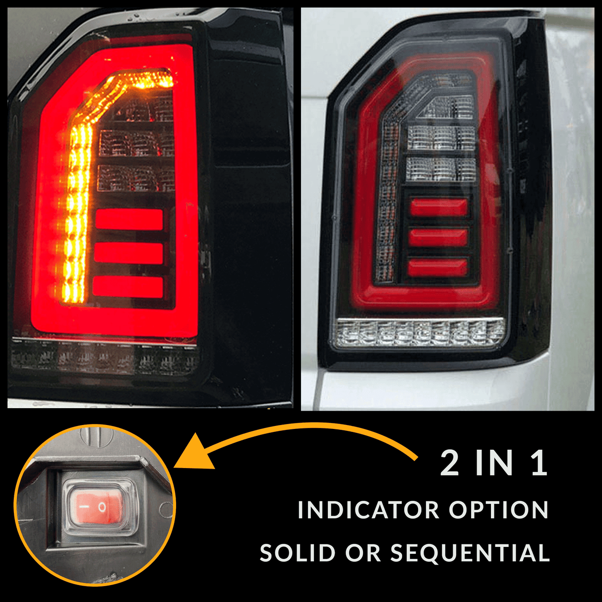 For VW T6 15-20 Transporter Tailgate LED Rear Lights Clear