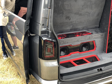 For VW T5 Transporter MK3.1 Van Tailgate LED Rear Lights Smoked Ideal LED Full Frame Led Light- Bar
