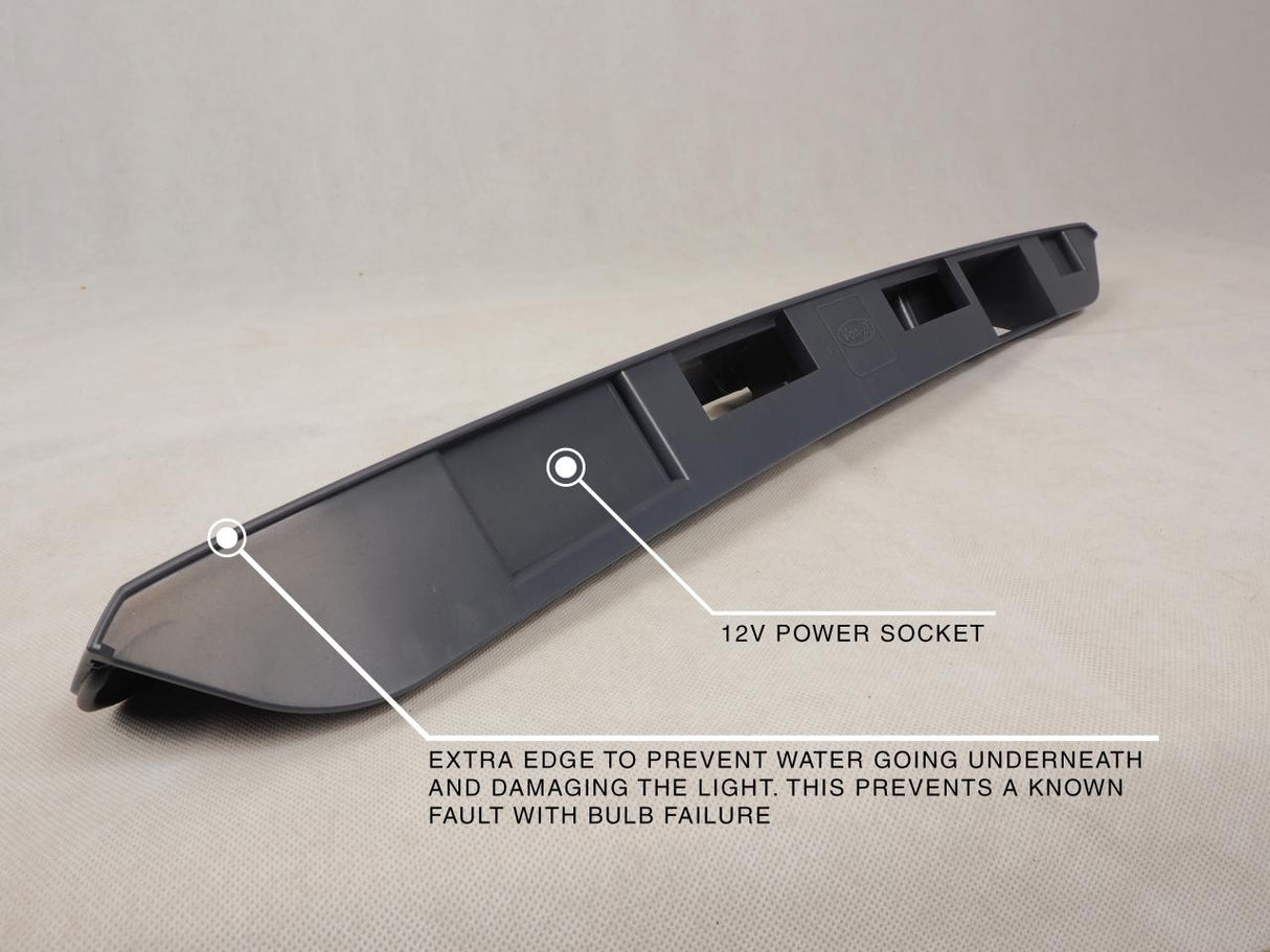 For VW T5, T5.1 Barn Door Rear Number Plate Unit - Deep Black Painted and Ready to Fit