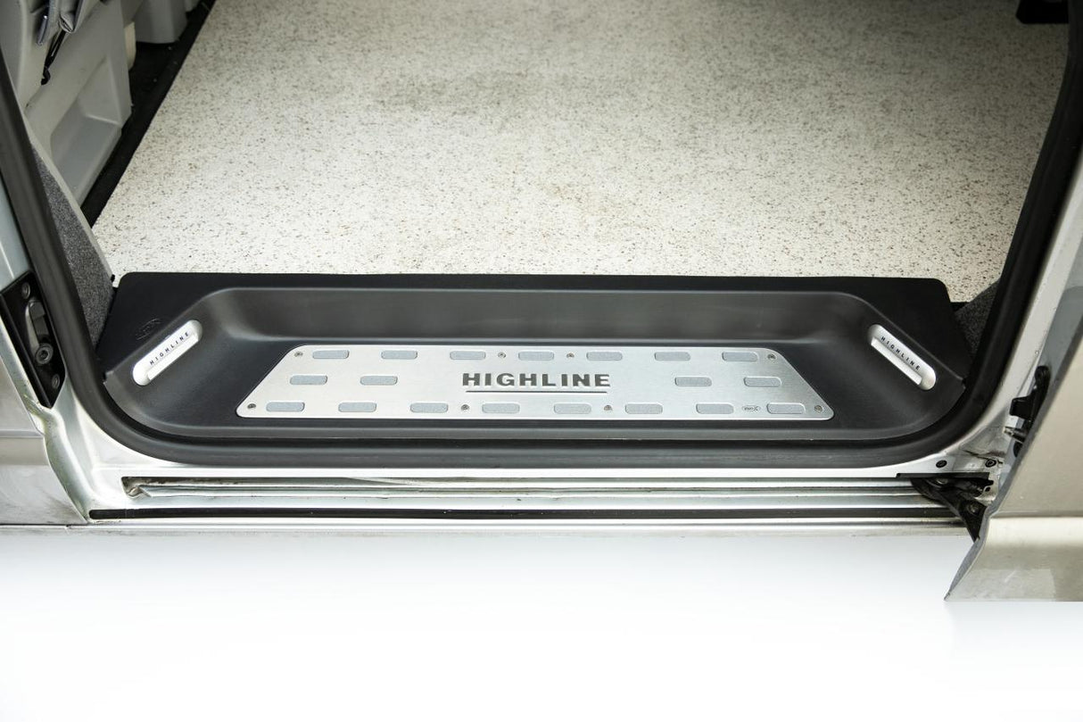 VW T5, T5.1 Transporter Campervan Full Side Steps with Highline Inserts, Logo & LED – OEM Styling
