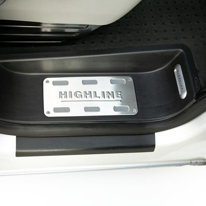 VW T5, T5.1 Transporter Campervan Full Side Steps with Highline Inserts, Logo & LED – OEM Styling