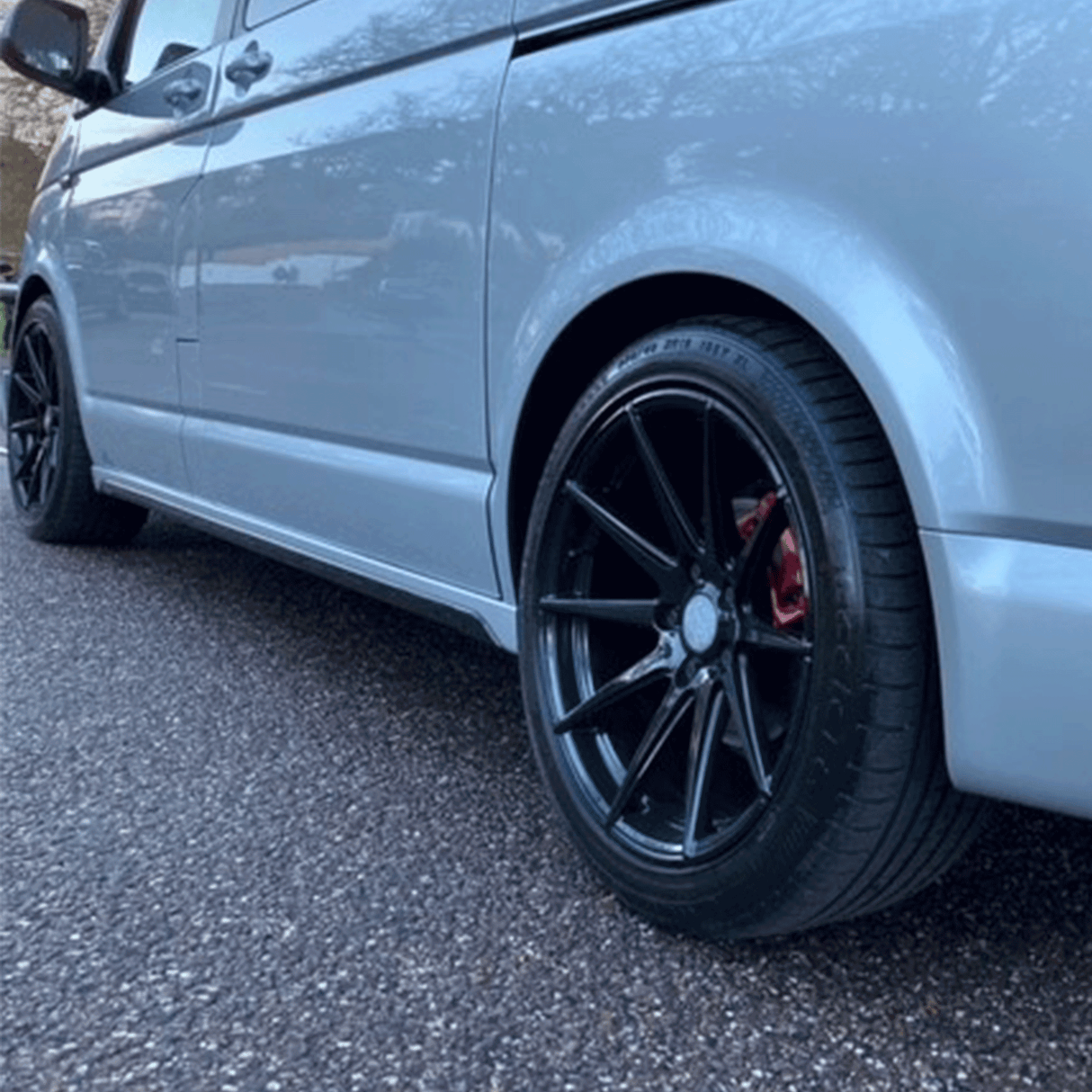 For VW T6 Transporter SWB Side Skirts Reflex Silver Plastic Painted and Ready to Fit