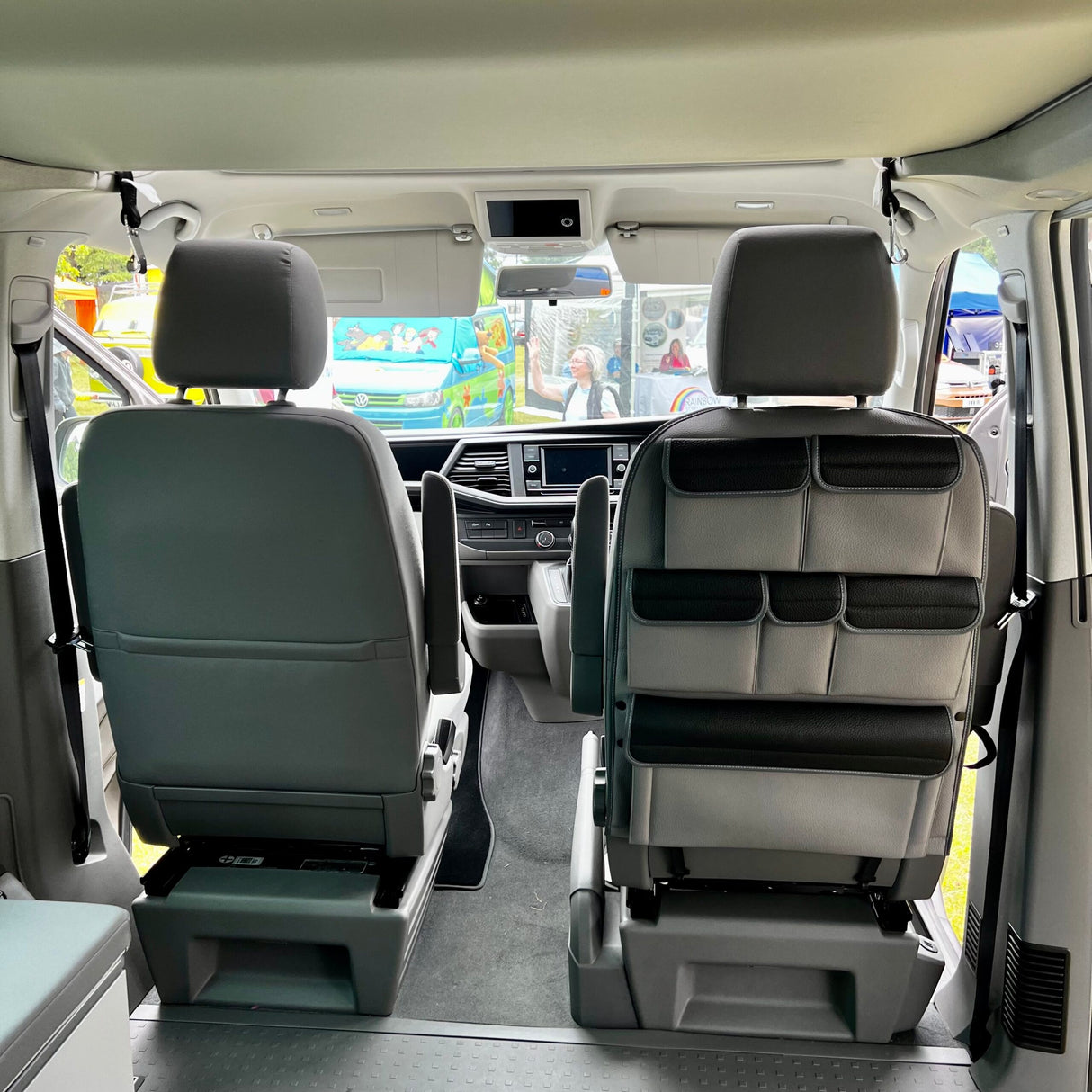 For VW California Ocean, Coast & Beach Campervan Single/Captains Seat Leatherette Back Seat Organiser Storage Solution