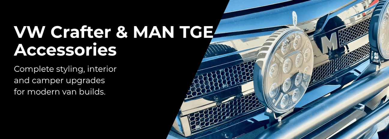 MAN TGE and VW New Crafter van accessories including light guards and interior upgrades
