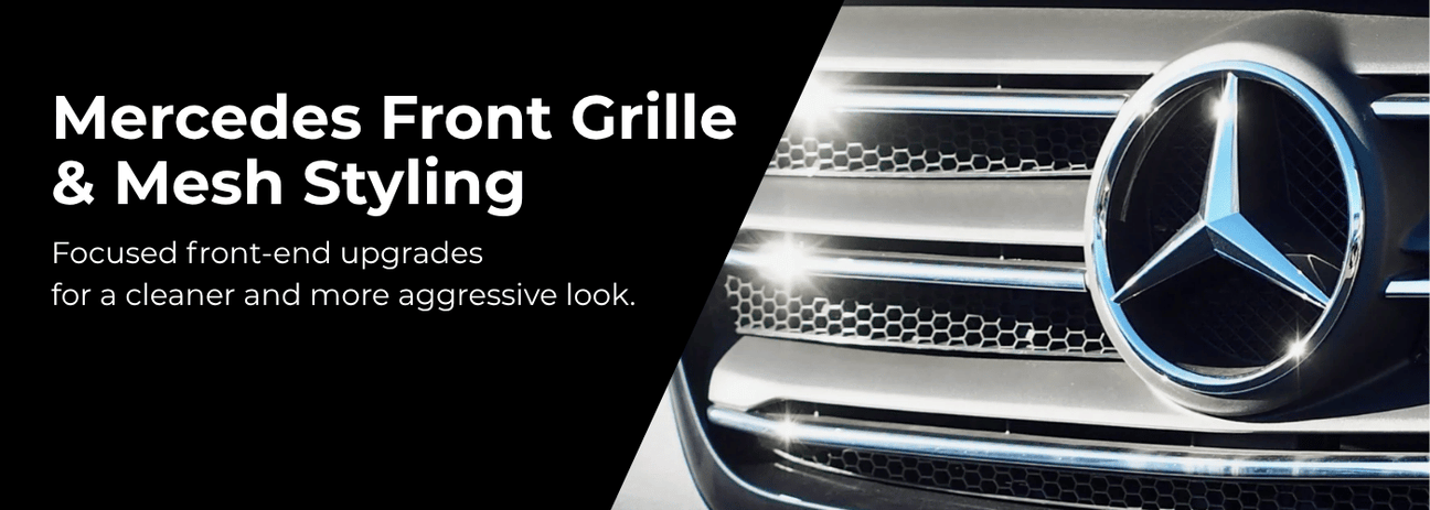 Mercedes Vito front styling accessories including bonnet bra and stainless steel grille trims