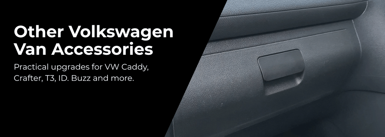 Collection of VW Caddy, Crafter and T3 van accessories including curtains and protective guards