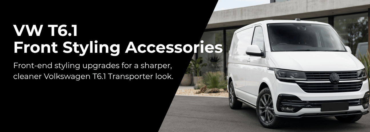 VW T6.1 front styling upgrades including grilles and side fins displayed together