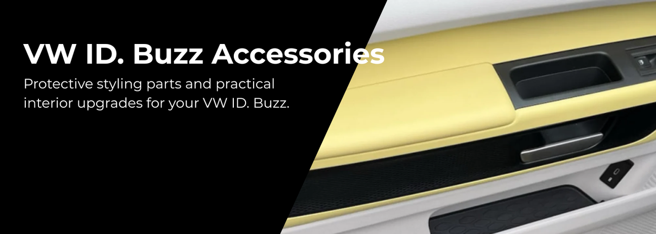 VW ID Buzz accessories including bumper protectors and interior upgrade components from Van-X