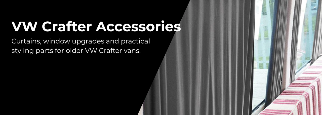 VW Old Crafter accessories including curtains, styling parts and campervan upgrades from Van-X