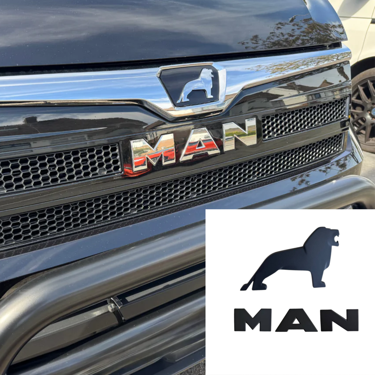 For MAN TGE Front Grille Replacement Badge and Letters Bundle - Matte Black | Van-X