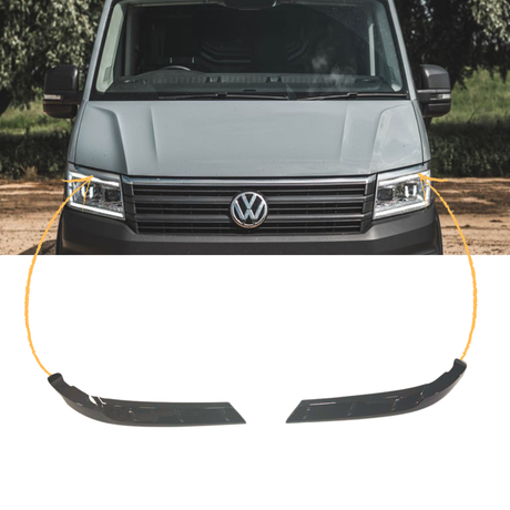 For New VW Crafter Headlight Eyebrow Trim – Gloss Black - Van Styling Accessory by Van-X