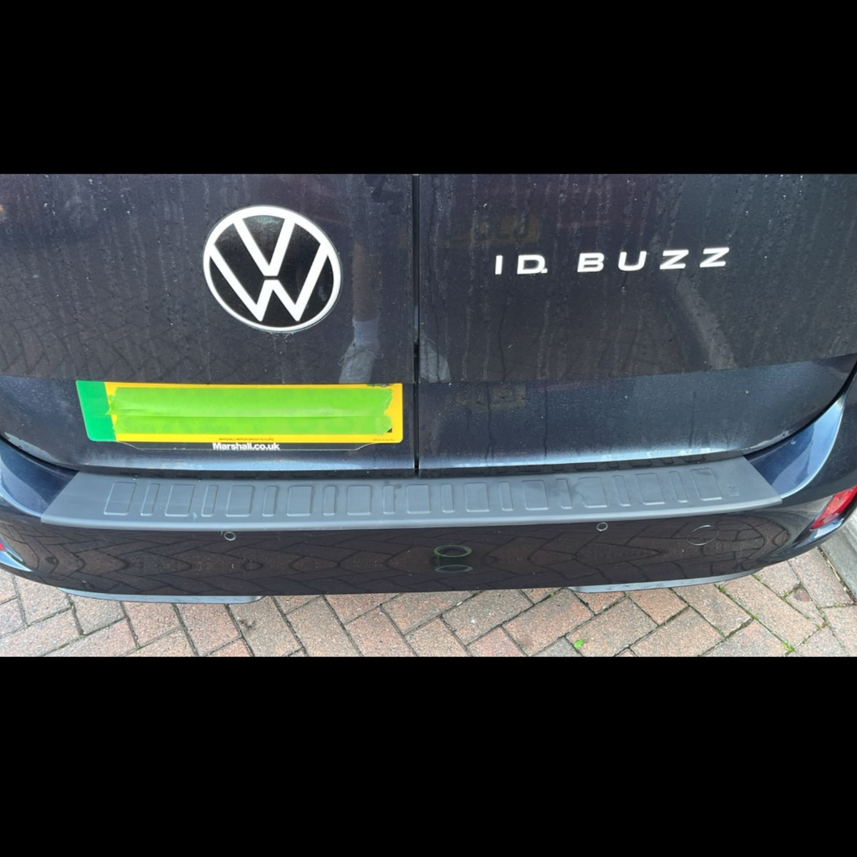 For VW ID Buzz Tailgate / Barn Door Rear Bumper Protector | Black Plastic - Van-X