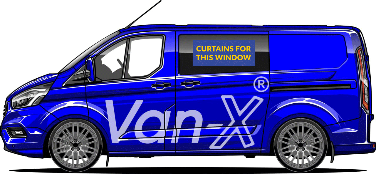 For Ford Transit MK6 Premium Window Curtains - Black/Black Van-X
