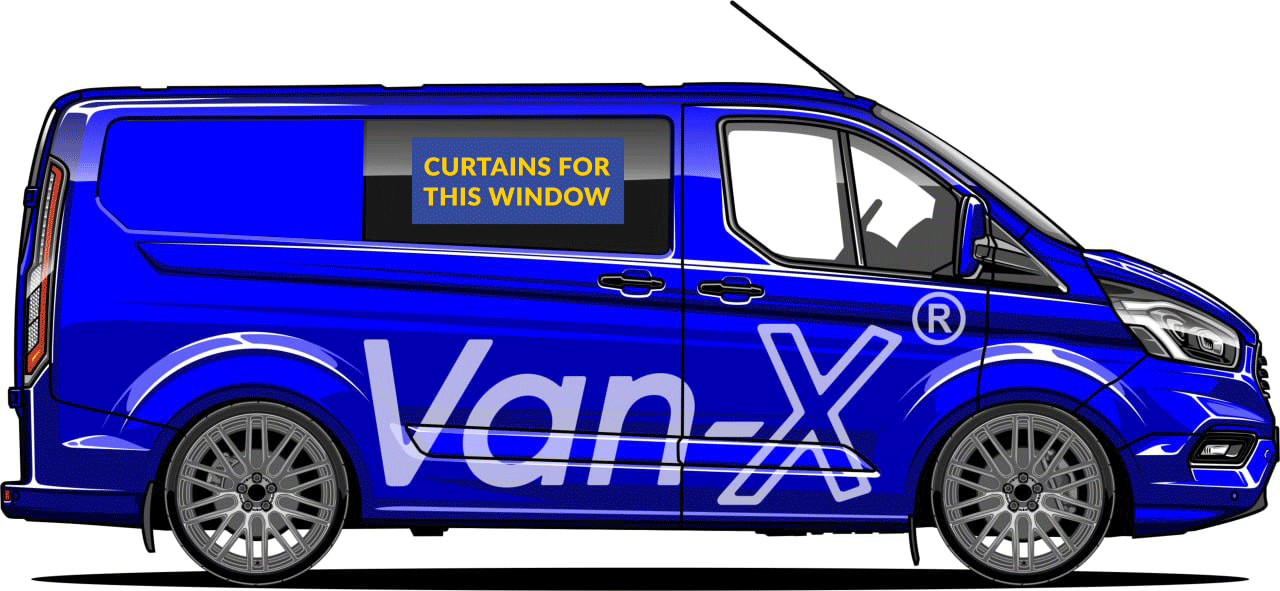 For Ford Transit MK7 Premium Window Curtains - Black/Grey Van-X