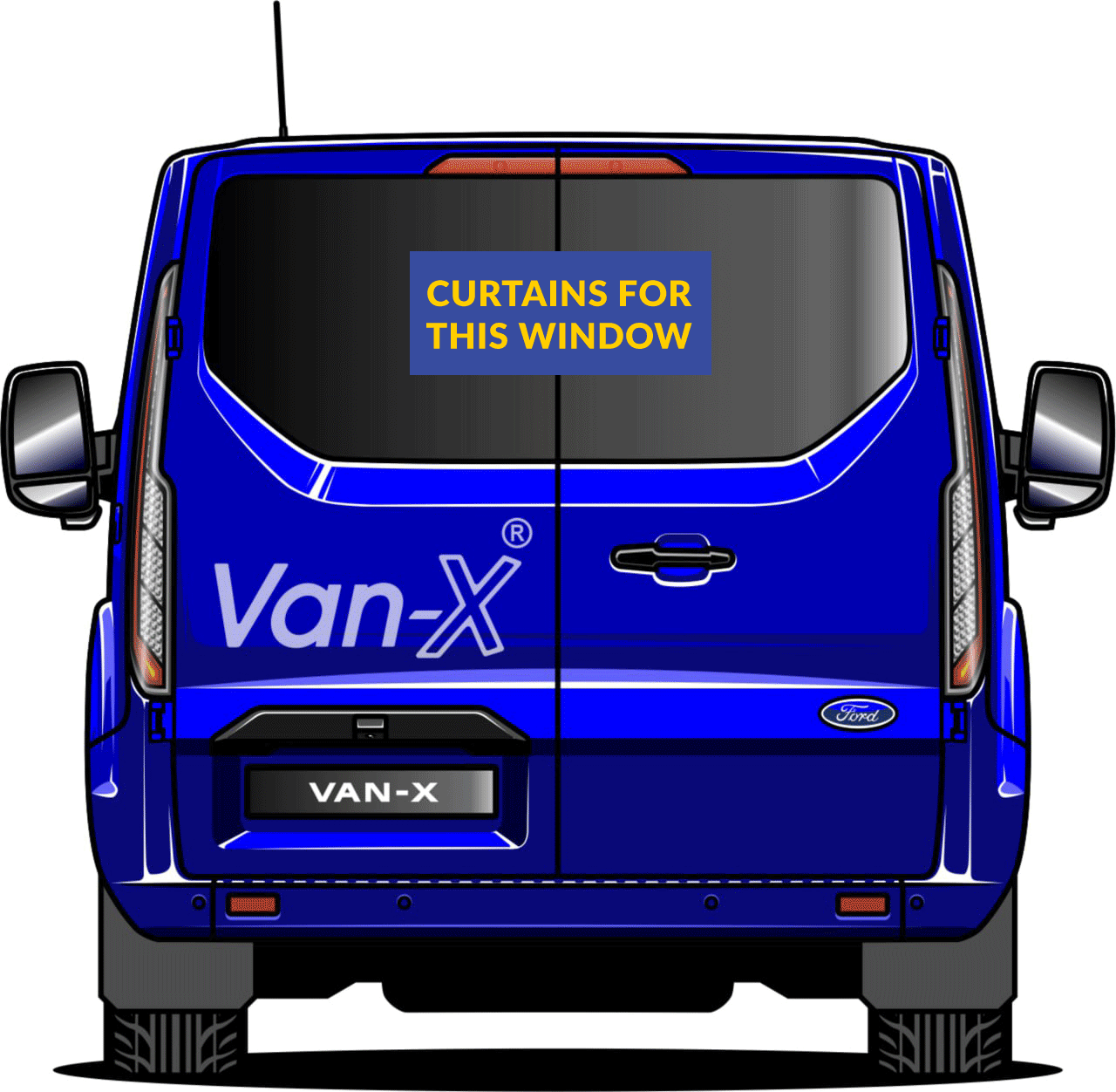 For Ford Transit MK7 Premium Window Curtains - Black/Black Van-X