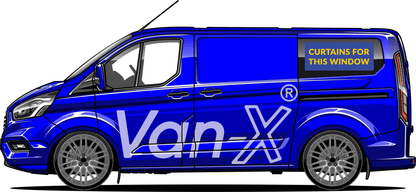 For Ford Transit Custom Premium Window Curtains - Black/Black Van-X