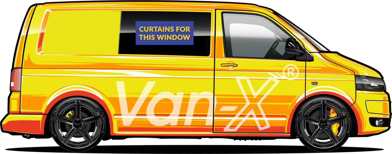VW T5 Transporter Van Conversion Premium Curtains Van-X - Black/Grey
