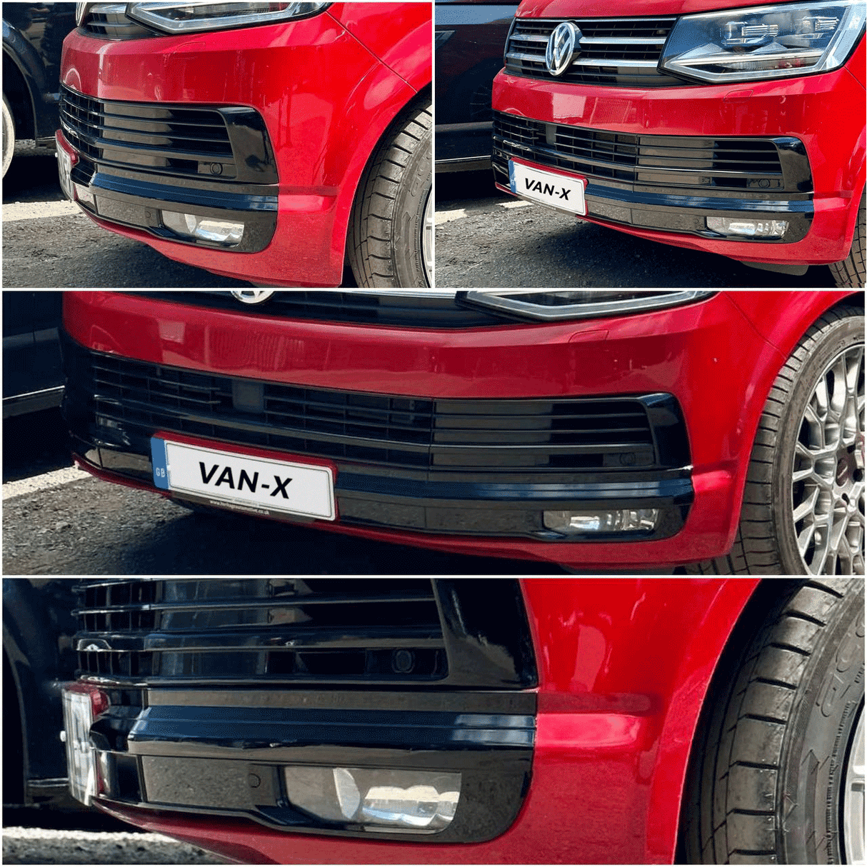 For VW T6 Highline Bumper only, California Beach and Ocean models, Caravelle, VanX Bumper Grille XL - Gloss Black Finish