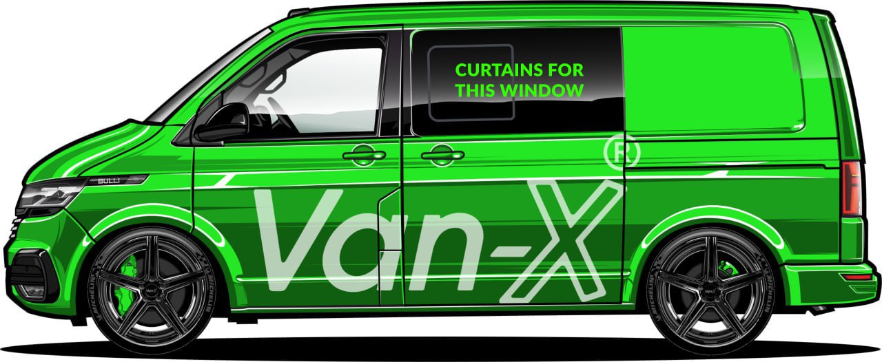 VW T6.1 Transporter Van Conversion Premium Curtains Van-X - Black/Blue