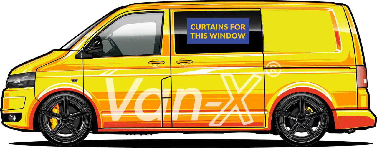VW T4 Caravelle / Shuttle Premium Window Curtain Van-X - Black/Grey