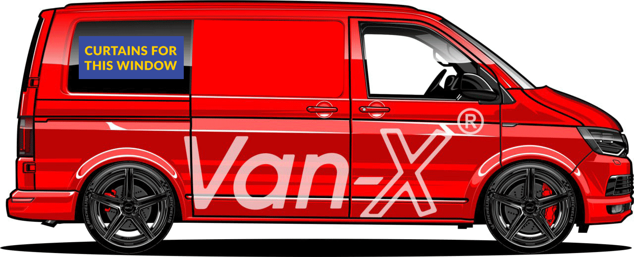 VW T6 Transporter Van Conversion Premium Curtains Van-X - Black/Blue