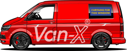 VW T6 Caravelle / Shuttle Premium Window Curtain Van-X - Black/Black
