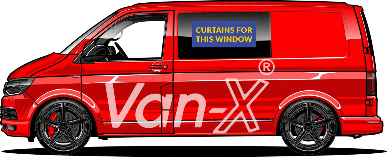 VW T6 Transporter Van Conversion Premium Curtains Van-X - Black/Grey