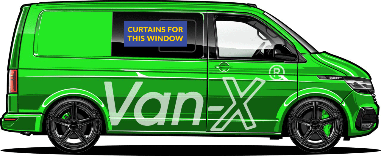 VW T6.1 Transporter Van Conversion Premium Curtains Van-X - Black/Burgundy