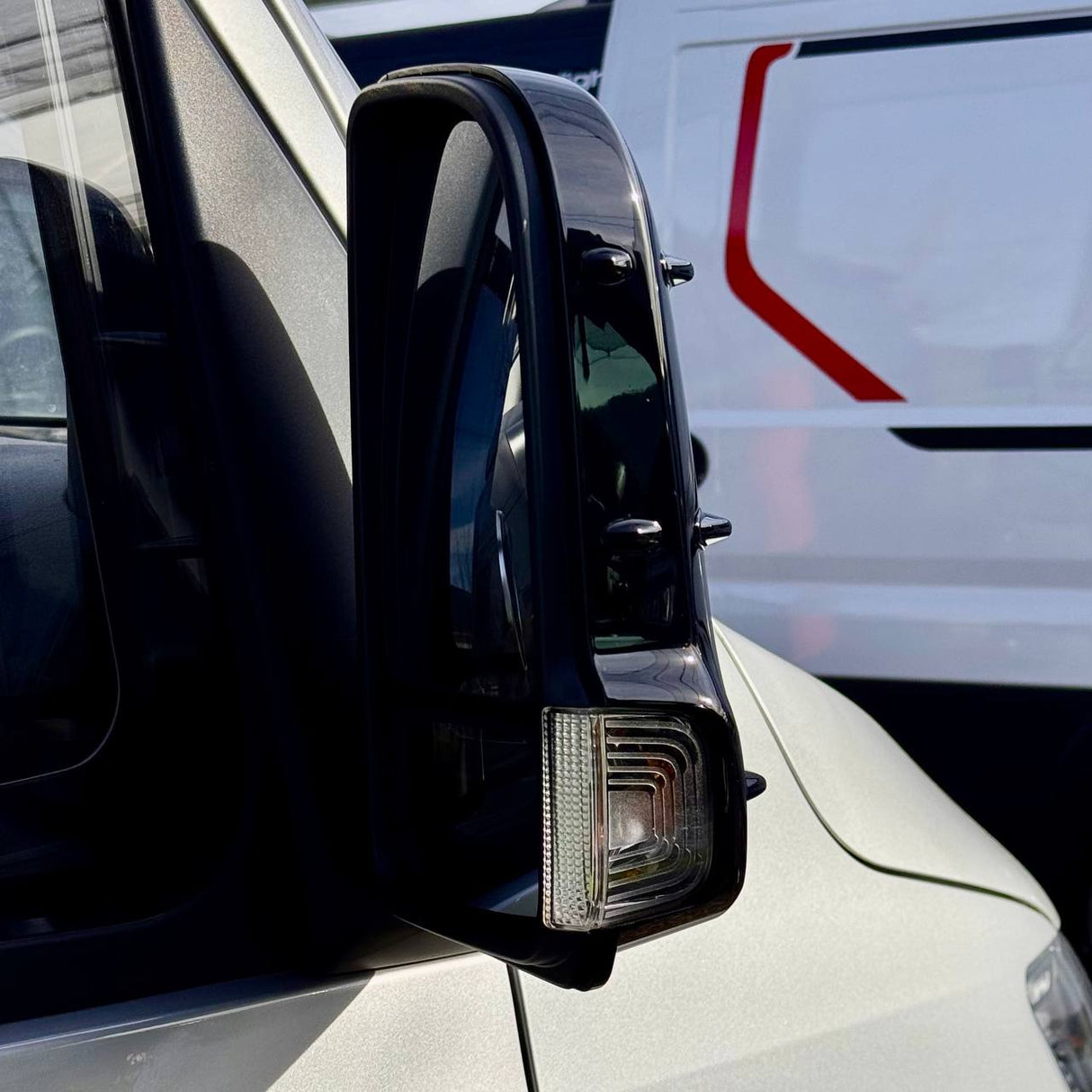 For Mercedes Sprinter 907 Wing Mirror Covers with Indicator - Gloss Black (Set of 2) - Replacement Caps for 907 Models