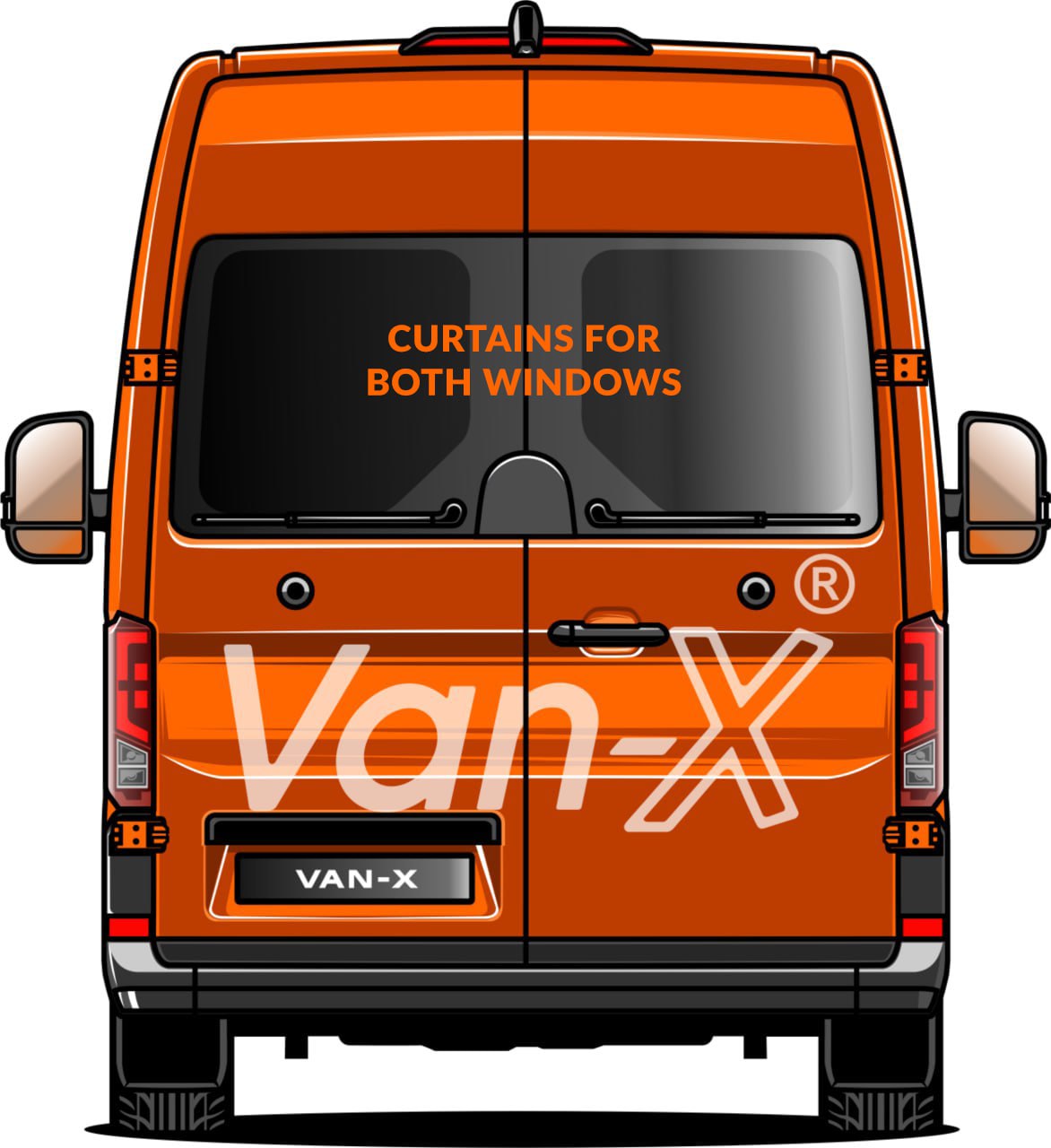 Man TGE / New Crafter Premium Window Curtains Van-X - Black/Black