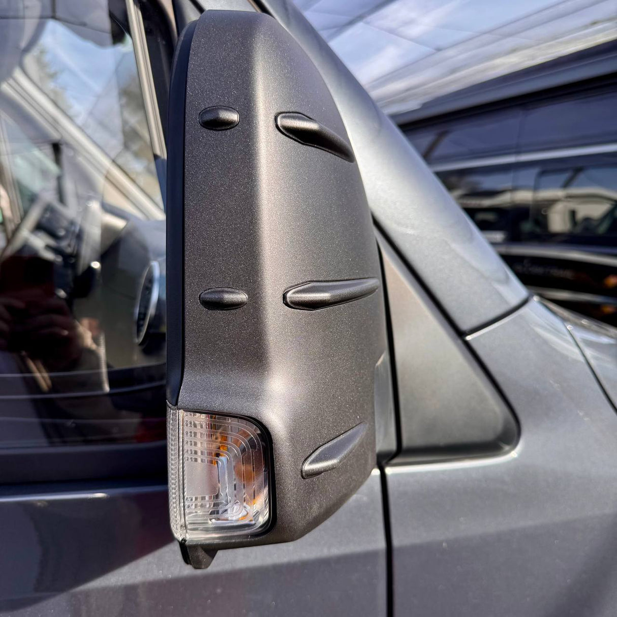 For Mercedes Sprinter 907 Wing Mirror Covers with Indicator - Hammerite (Set of 2) - Replacement Caps for 907 Models