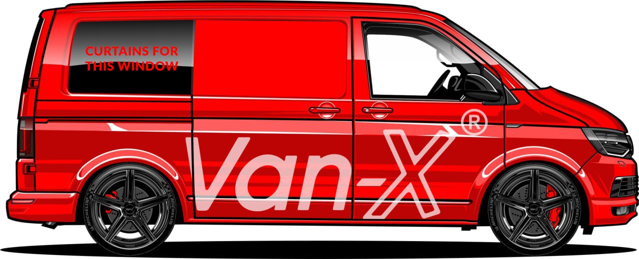 VW Caddy Van Conversion Premium Curtains Van-X - Black/Grey